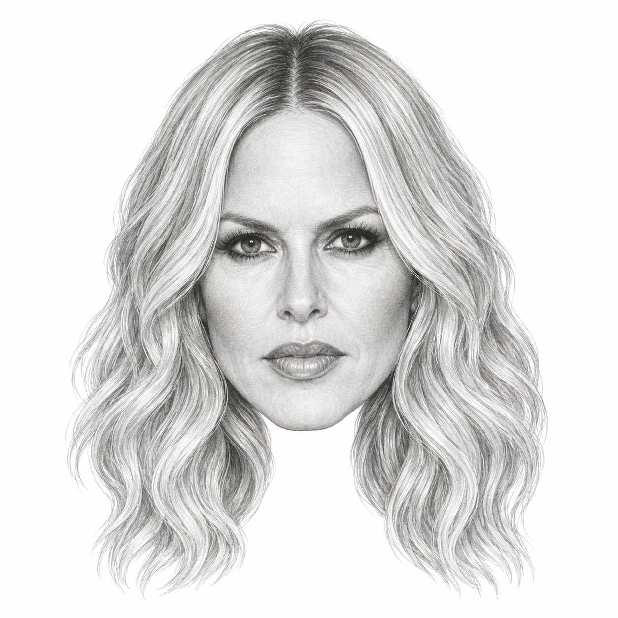 Graphite head portrait of Rachel Zoe