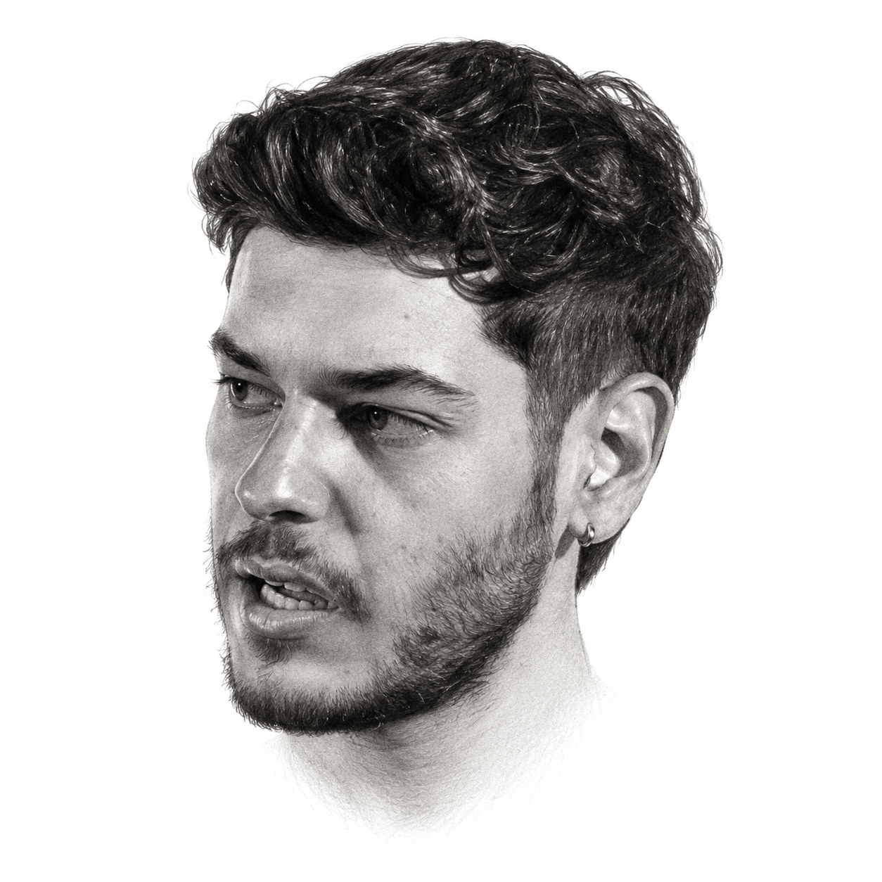 AI-assisted pencil portrait of Raz Malka