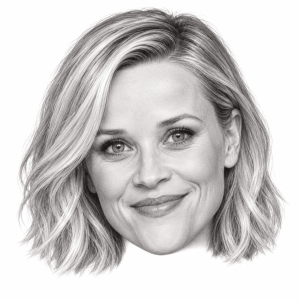 Head-only graphite portrait of Reese Witherspoon