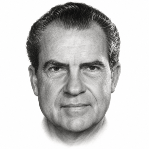 AI-generated pencil portrait of Richard Nixon