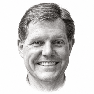 AI-generated pencil portrait of Robert P. van der Merwe