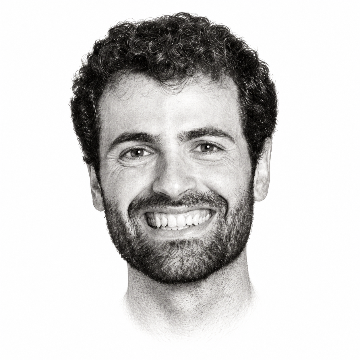 AI-assisted pencil portrait of Roee Azizi