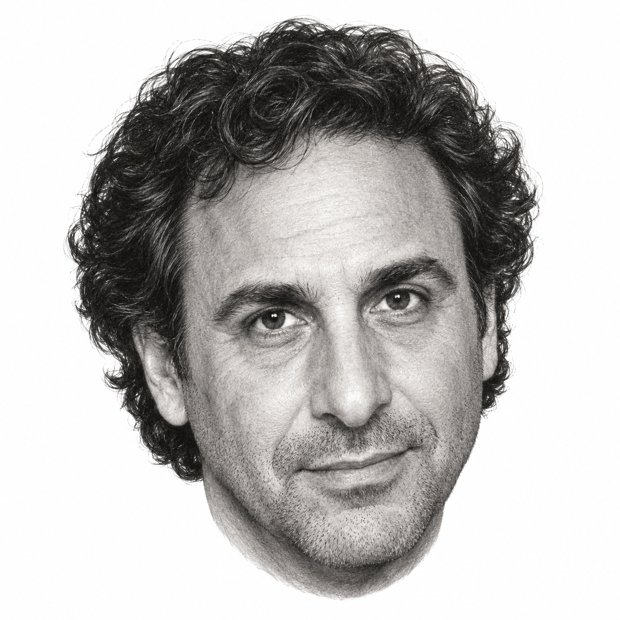 Pencil portrait illustration of Ron Silver