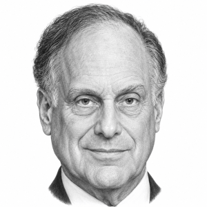 AI-generated pencil portrait of Ronald Lauder