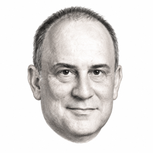 Pencil head portrait of Roy Schondorf
