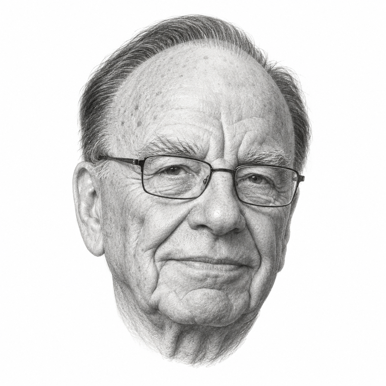 AI-generated pencil portrait of Rupert Murdoch
