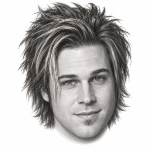 Pencil illustration of Ryan Cabrera