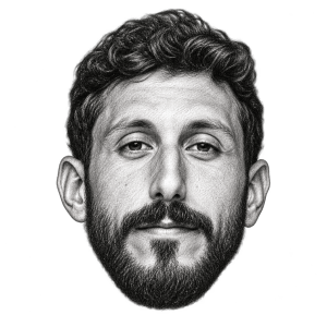 Pencil head portrait of Sagiv Jehezkel