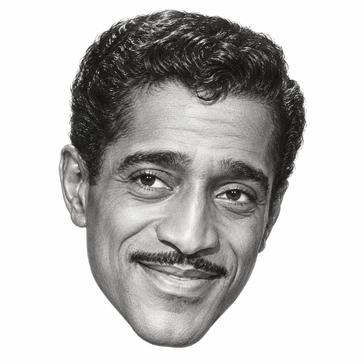 Pencil portrait illustration of Sammy Davis Jr.