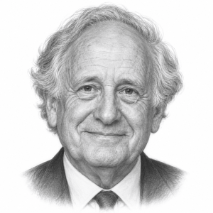 AI-generated pencil portrait of Sander Levin