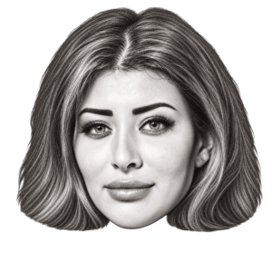 Head-only graphite portrait of Sarah Idan