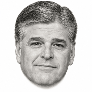 AI-assisted pencil head portrait of Sean Hannity