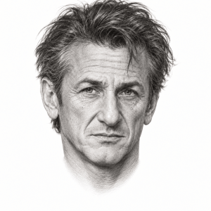 Pencil portrait illustration of Sean Penn