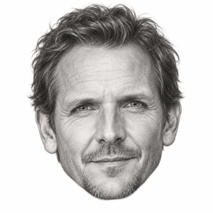Head-only graphite portrait of Sebastian Roché