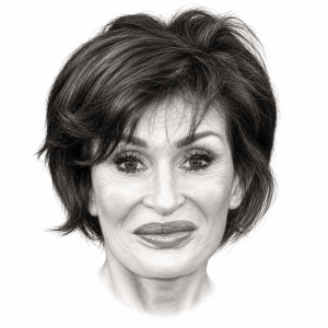 AI-assisted pencil portrait of Sharon Osbourne
