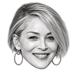Pencil head portrait of Sharon Stone