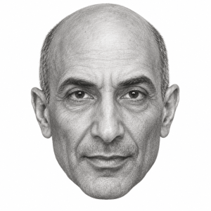 Head-only graphite portrait of Shaun Toub