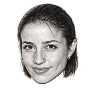 Head-only graphite portrait of Shoshanna Gruss