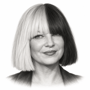 AI-assisted pencil portrait of Sia