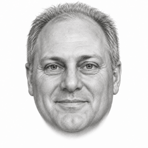 AI-assisted pencil head portrait of Steve Scalise