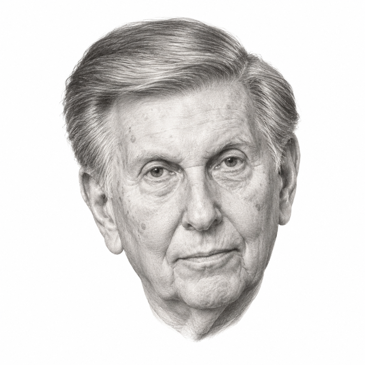 AI-generated pencil portrait of Sumner Redstone