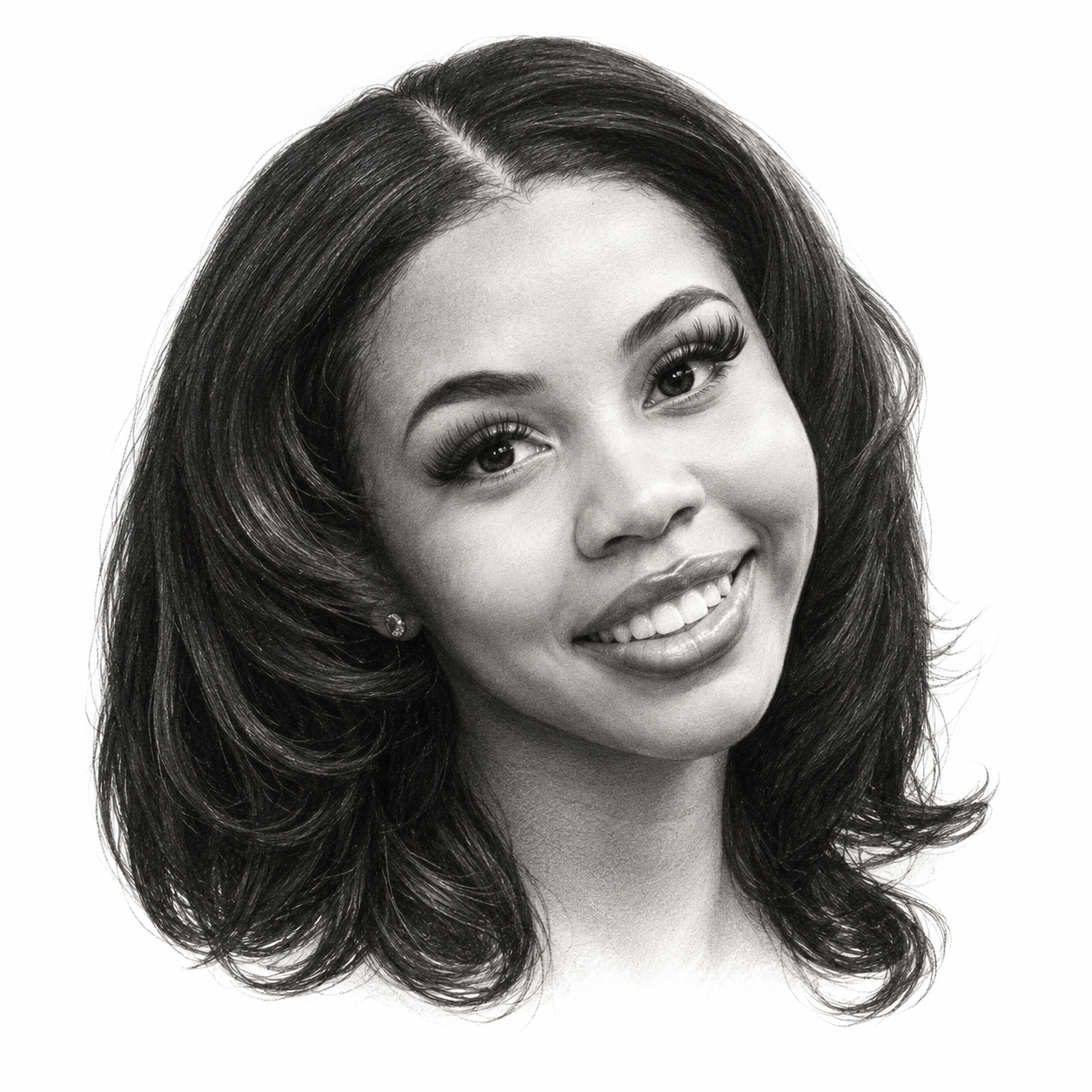 AI-assisted pencil portrait of Taryn Thomas