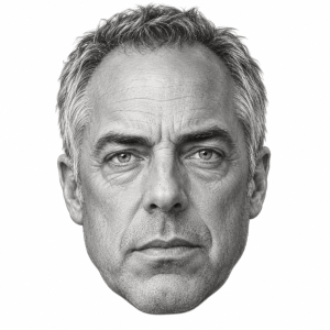 Head-only graphite portrait of Titus Welliver