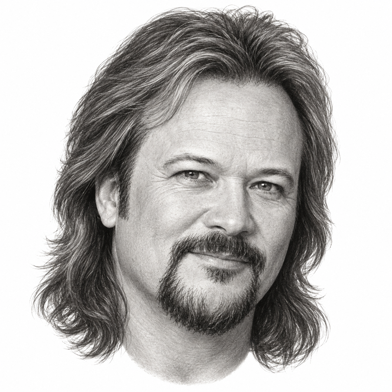 AI-generated pencil portrait of Travis Tritt