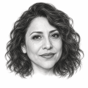 Pencil illustration of Veronica Falcón