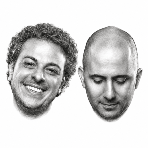 AI-assisted head-only pencil portrait of Vini Vici