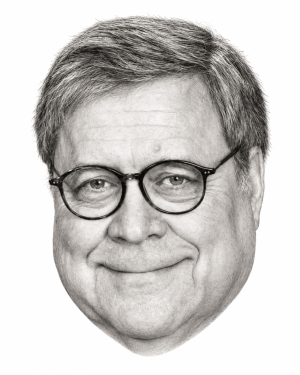 Head-only graphite portrait of William P. Barr