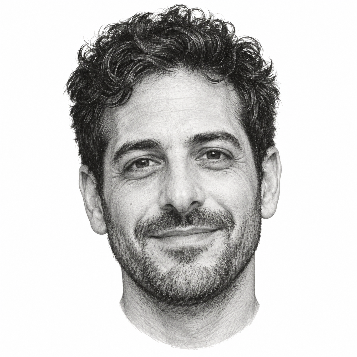 AI-generated pencil portrait of Yohay Sponder