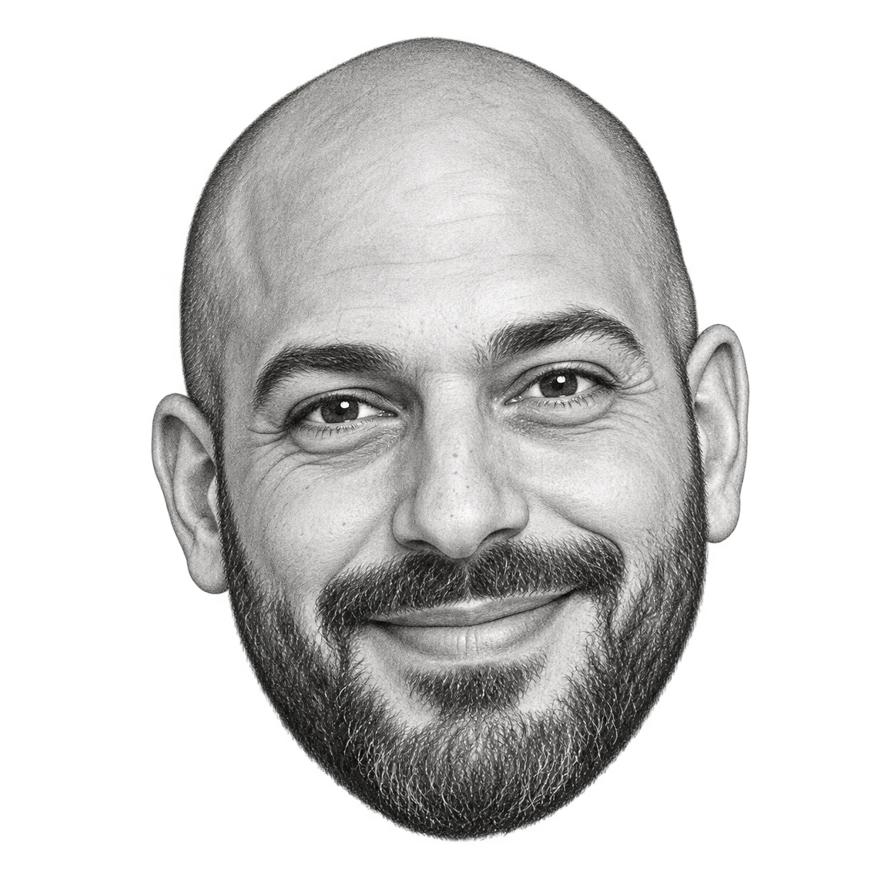 AI-generated pencil portrait of Yohay Sponder
