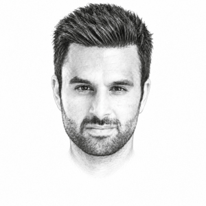 Pencil portrait illustration of Yoseph Haddad