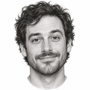 AI-generated pencil portrait of Zach Sage Fox