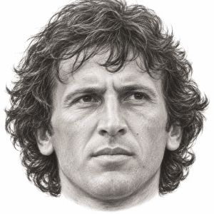 AI-assisted pencil head portrait of Zico